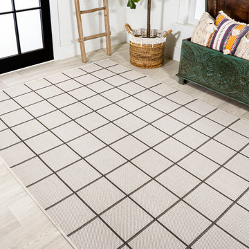 Grid Modern Squares Indoor/outdoor Area Rug